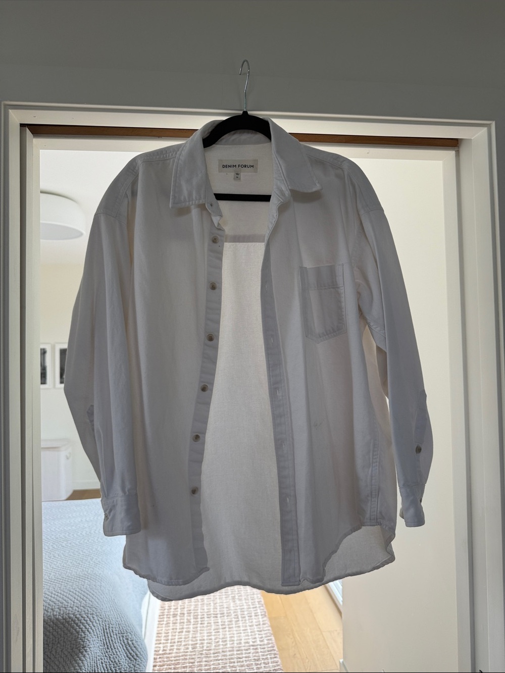 Denim Forum White Denim Button Down - Picture 2 of 3